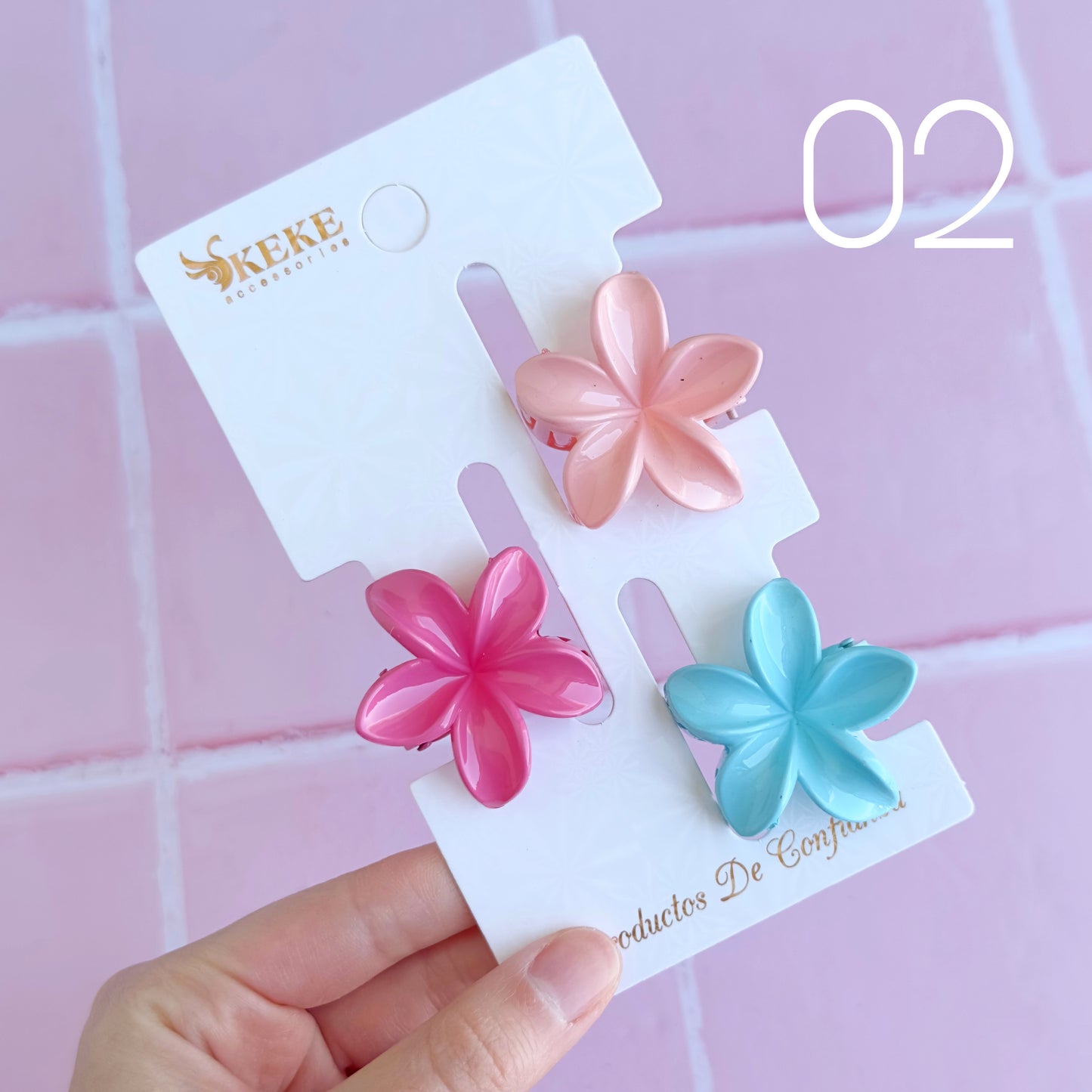 Pack 3 pinzas para el cabello con forma de flor