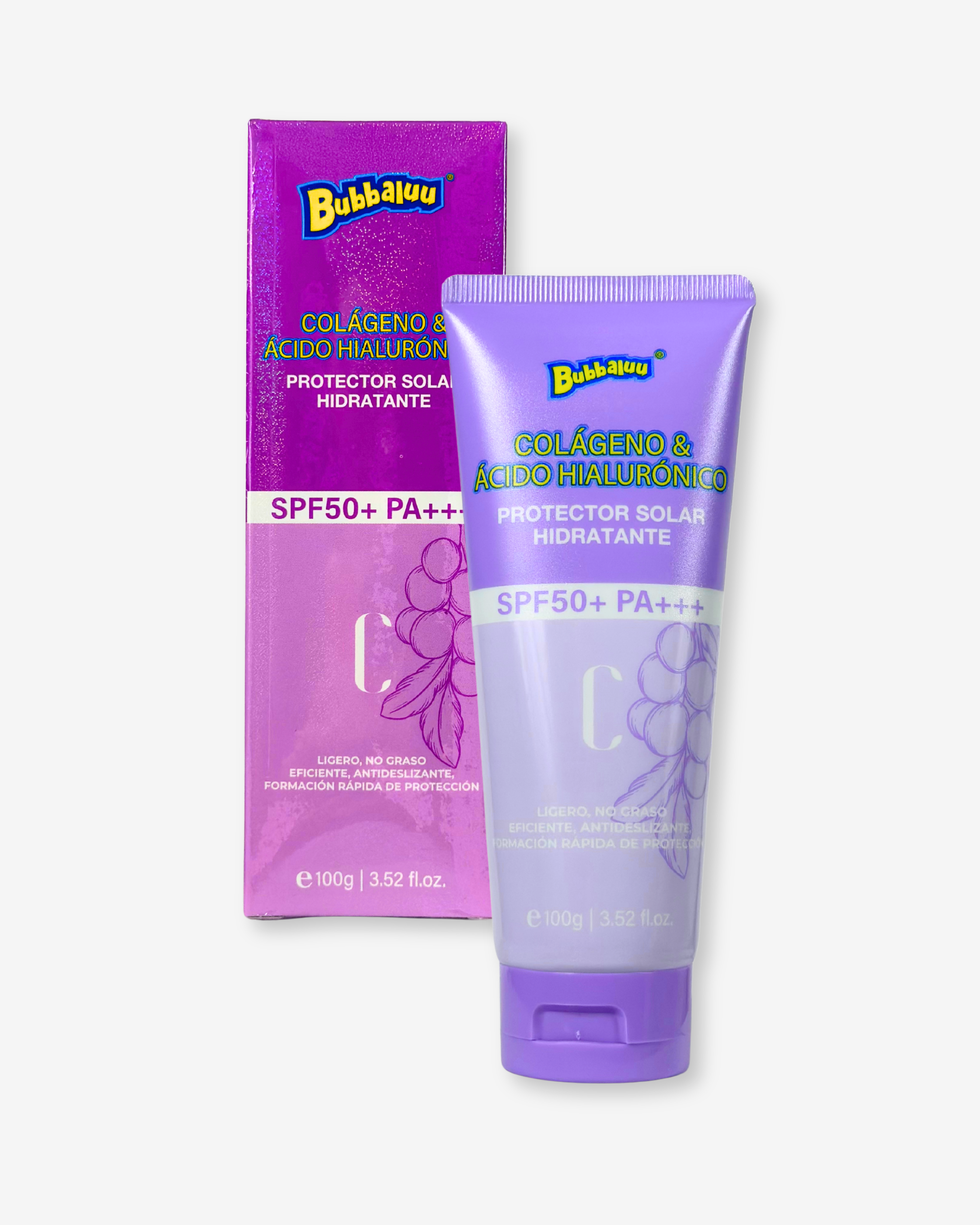 Protector Solar Hidratante Colágeno y Ácido Hialurónico Uva - Bubbaluu