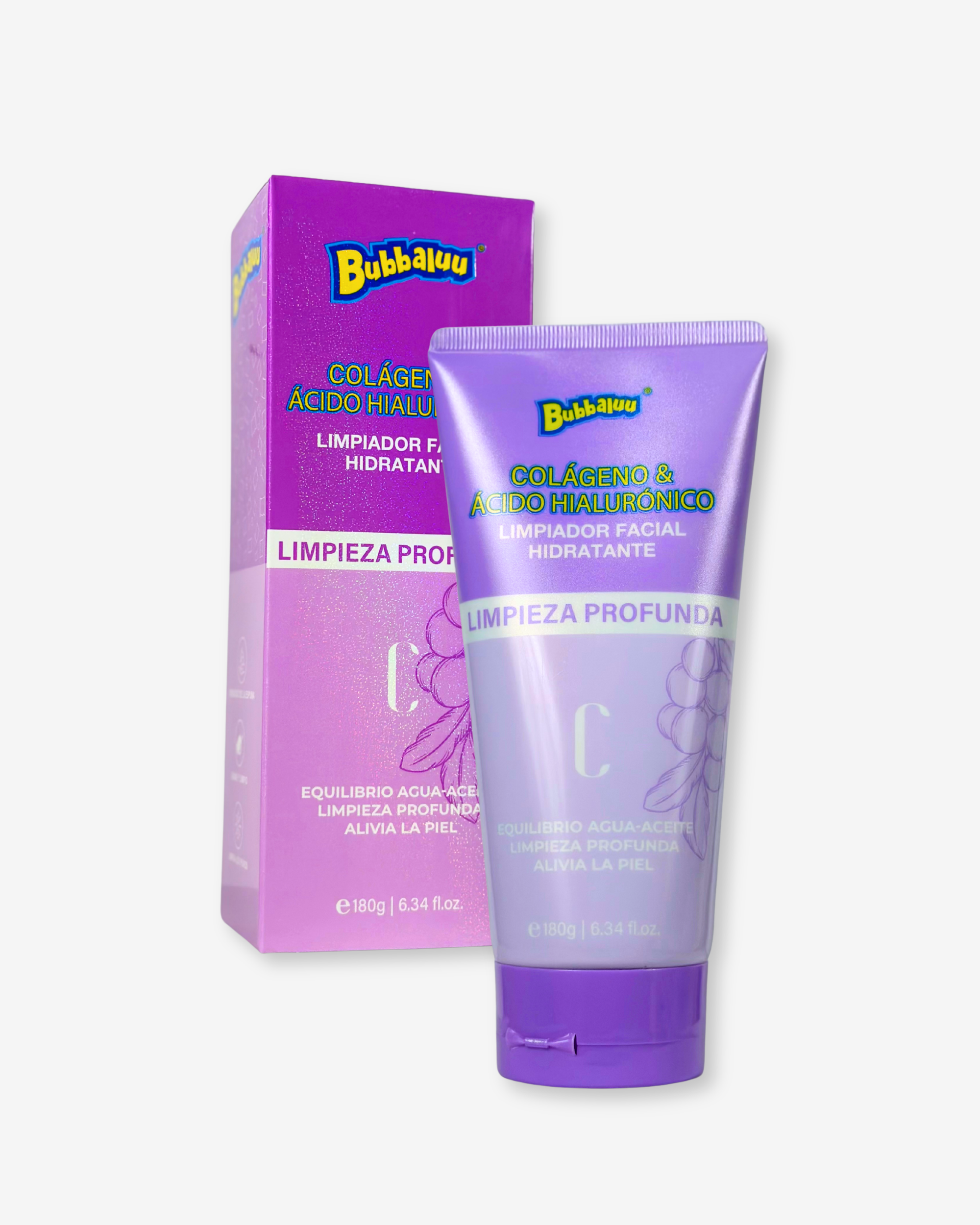 Limpiador Facial Hidratante Colágeno y Ácido Hialurónico Uva - Bubbaluu