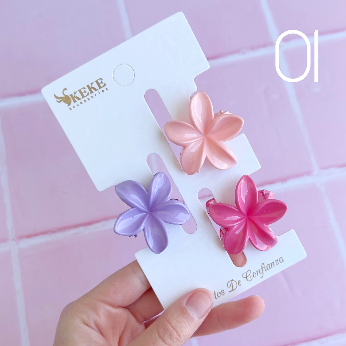 Pack 3 pinzas para el cabello con forma de flor